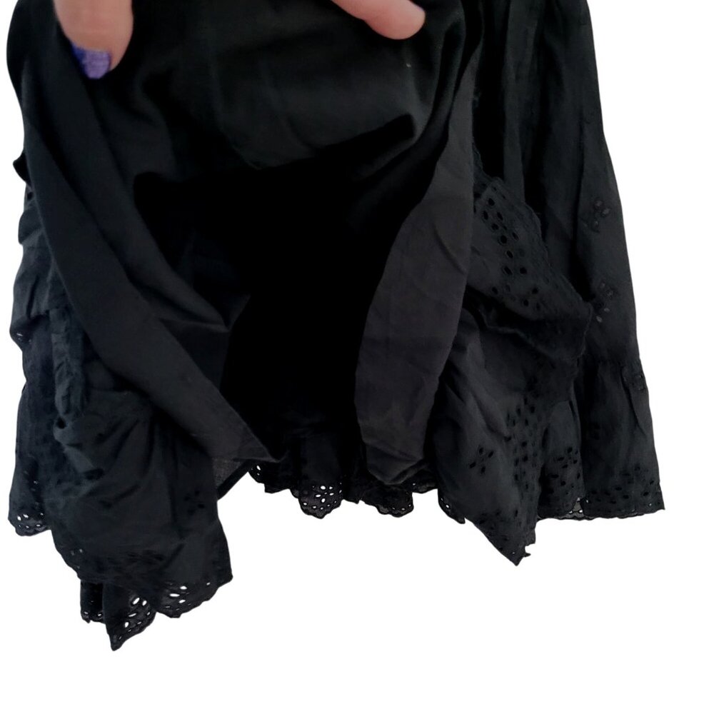 Madewell Eyelet Flutter Sleeve Mini Dress In Cotton Womens Size 0 Jet Black NWT - Picture 7 of 7